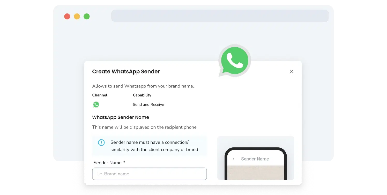 Screenshot of TopMessage's WhatsApp sender submission page