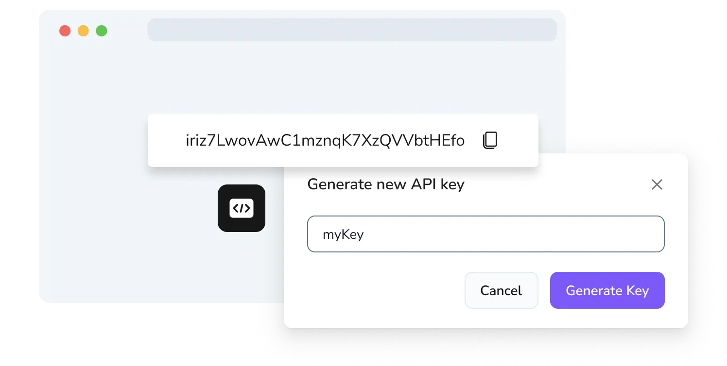 Screenshot of TopMessage's API key creation page