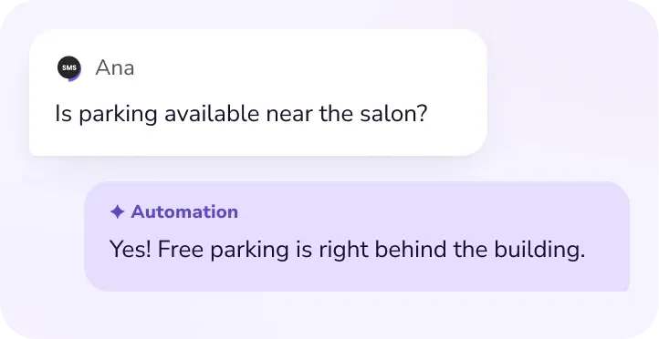 Customer question answered by an automation