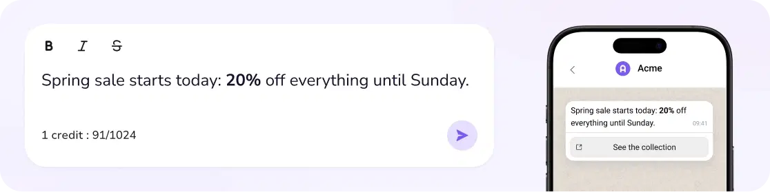 Spring sale campaign message on a phone