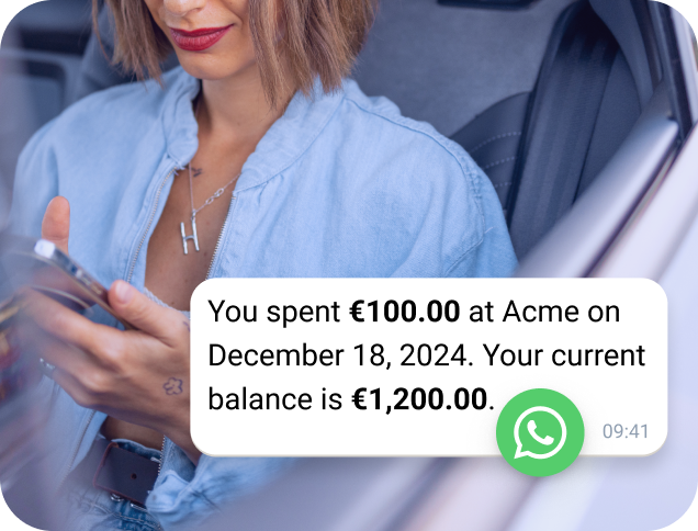 Personalized SMS sent to contact with monthly bank statement summary