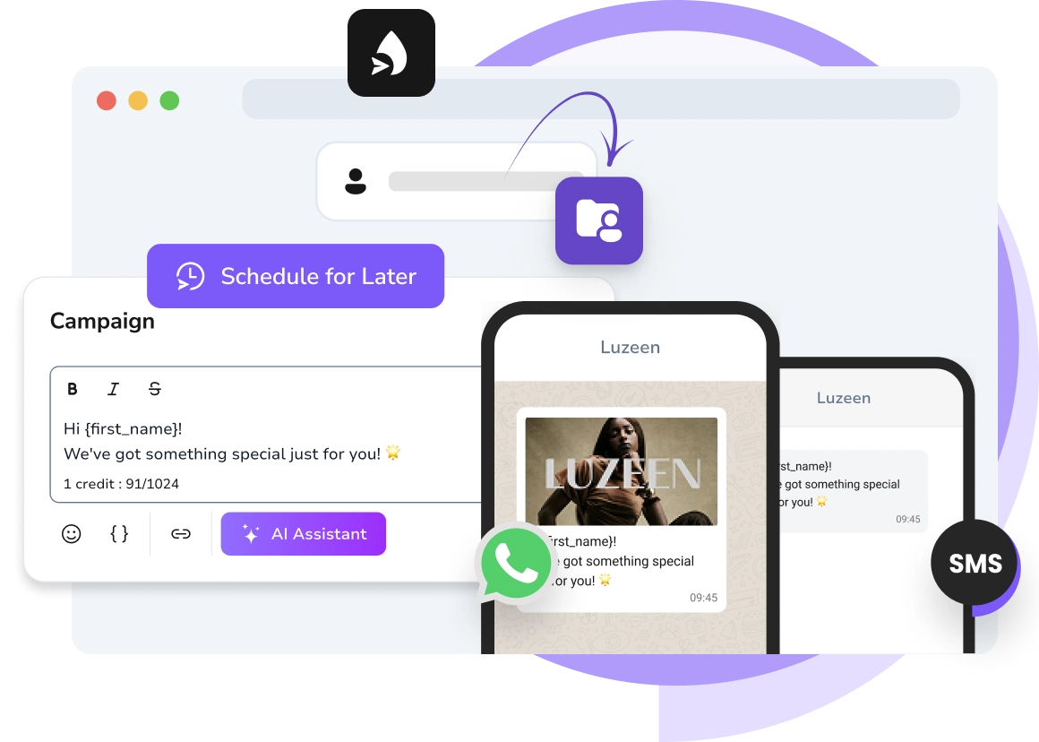 Screenshot of TopMessage app showing automated messaging dashboard
