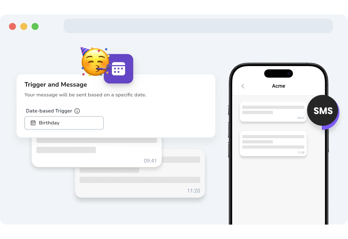 Screenshot of TopMessage date-based campaigns page