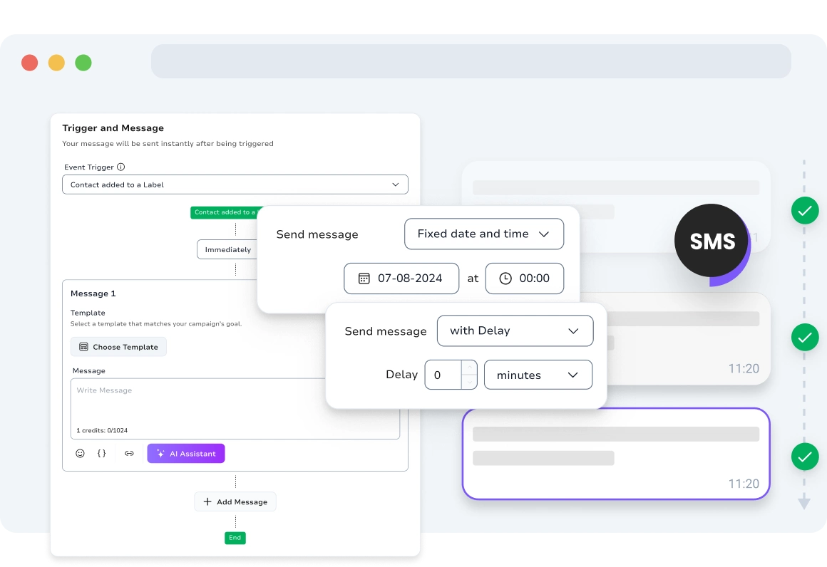Screenshot of TopMessage drip campaigns page.