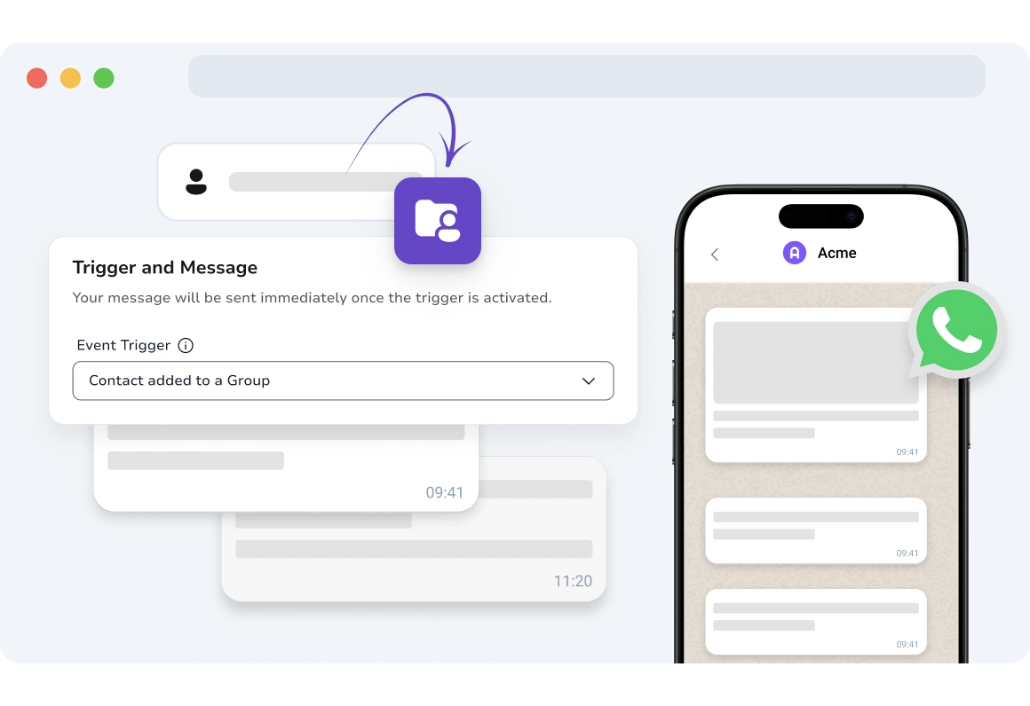 Screenshot of TopMessage WhatsApp event-based campaigns page