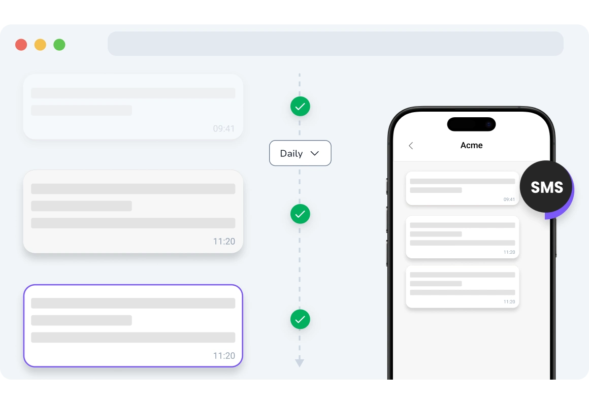 Screenshot of TopMessage SMS recurring campaigns page.