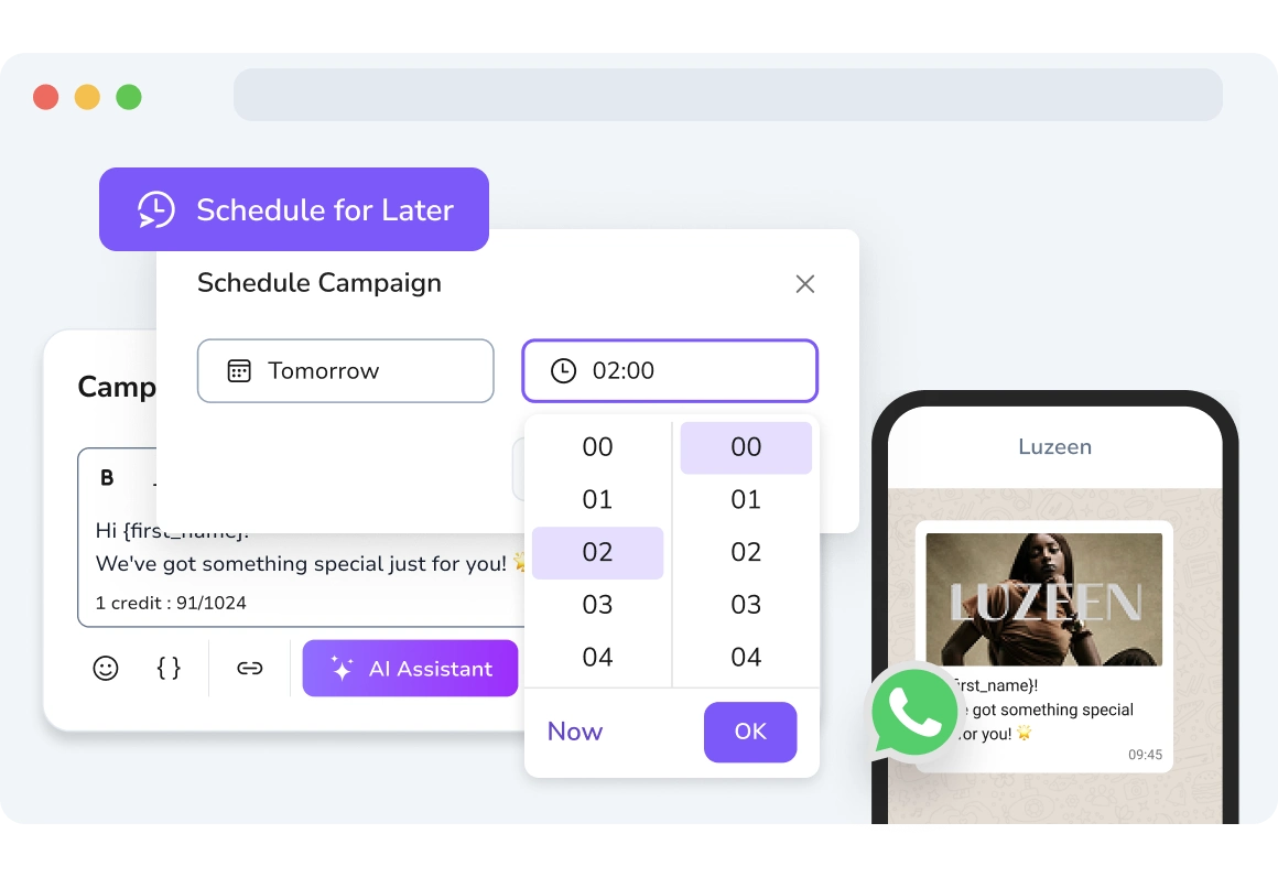 Screenshot of TopMessage WhatsApp Scheduled Messages.