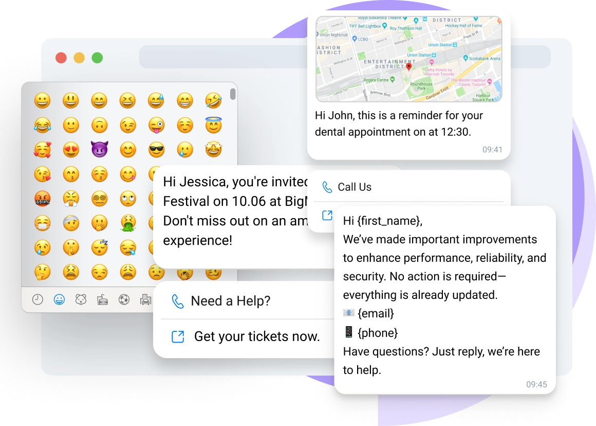 Screenshot of TopMessage dashboard showing messages with enriched text.