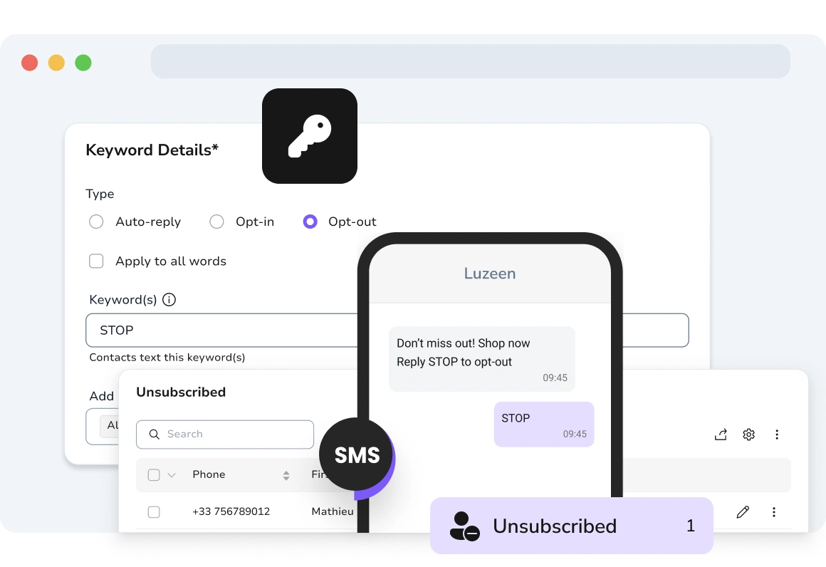Displaying a SMS chat where the user sends “STOP” or “CANCEL” to unsubscribe from future messages automatically.