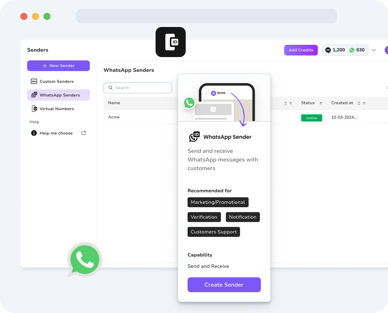 WhatsApp Message preview showing a customer reminder